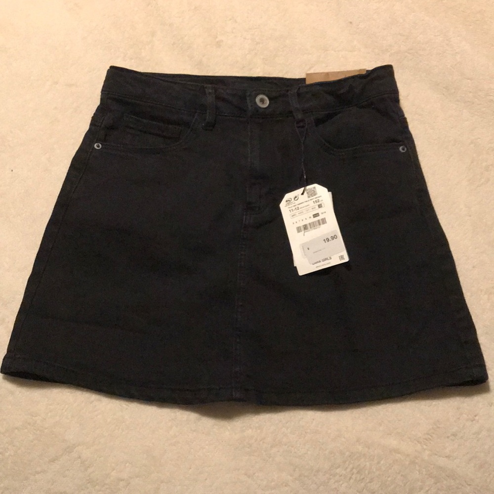 black zara kids denim skirt